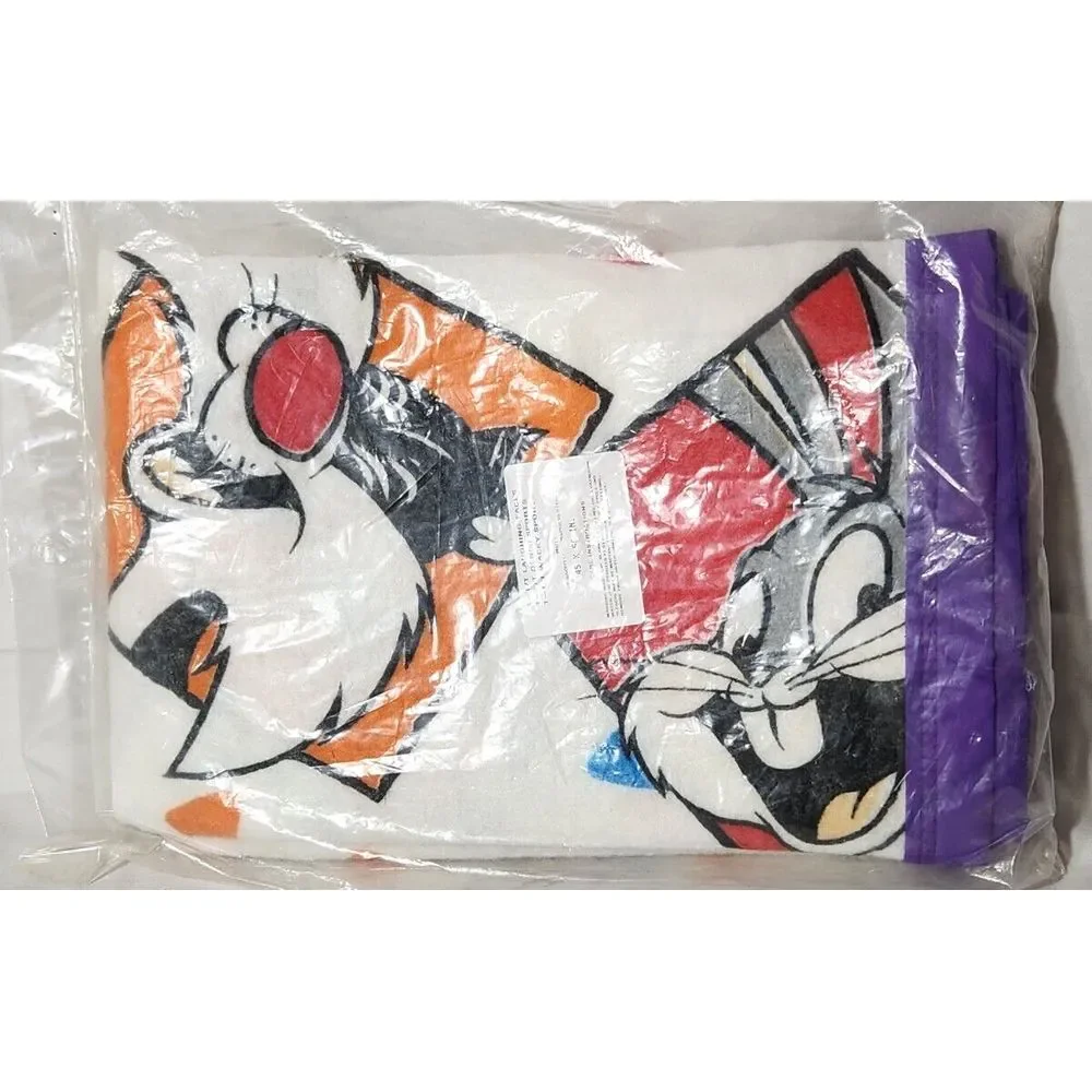 Vintage‎ Looney Tunes Laughing Faces Throw Blanket 45x60 Bugs Tweety Daffy NEW